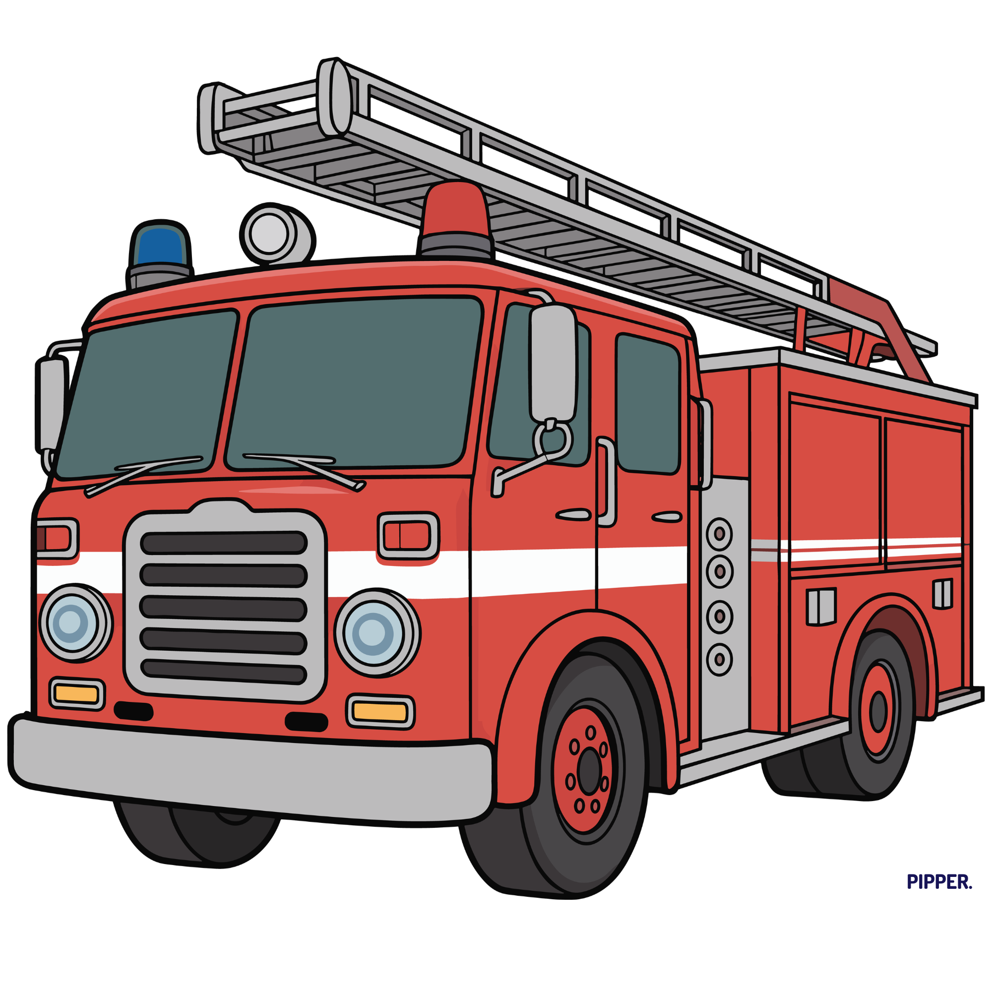 textilná nálepka na stenu do detskej izby - hasičské auto